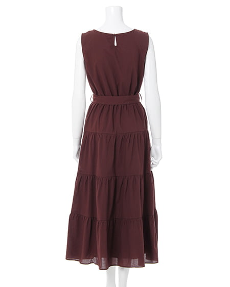 INGNI（イング） コットンボイルティアードノースリ／ワンピース ﾌﾞﾗｳﾝ