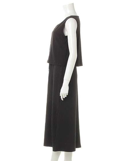 INGNI(イング) ワイドリブノースリボタン付/ワンピース クロ