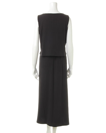 INGNI(イング) ワイドリブノースリボタン付/ワンピース クロ