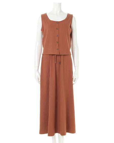 INGNI(イング) ワイドリブノースリボタン付／ワンピース テラコッタ/A