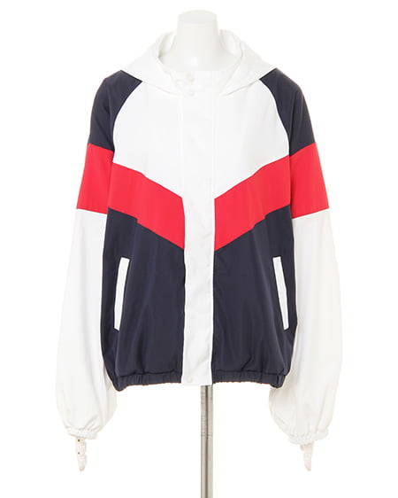 INGNI（イング） カラーブロッキングスポーツブルゾン ｺﾝ/ｵﾌﾎﾜｲﾄ