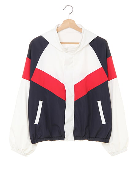 INGNI(イング) カラーブロッキングスポーツブルゾン ｺﾝ/ｵﾌﾎﾜｲﾄ