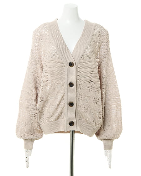 INGNI（イング） 透かしショートカーディガン ﾍﾞｰｼﾞｭ