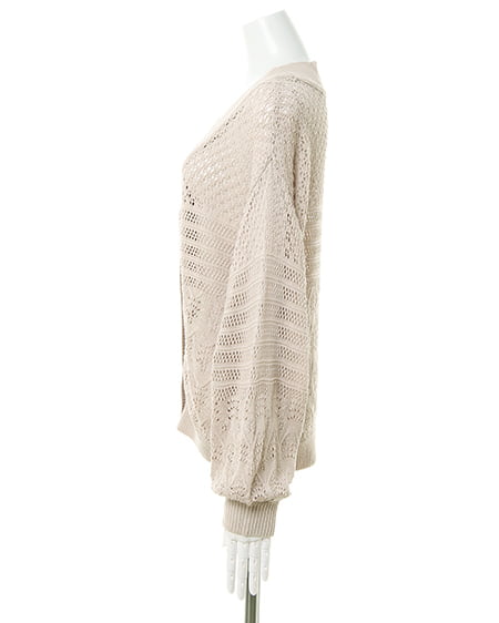 INGNI（イング） 透かしショートカーディガン ﾍﾞｰｼﾞｭ