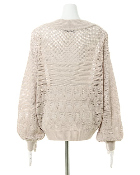 INGNI（イング） 透かしショートカーディガン ﾍﾞｰｼﾞｭ