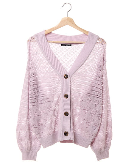 INGNI(イング) 透かしショートカーディガン ﾗﾍﾞﾝﾀﾞｰ