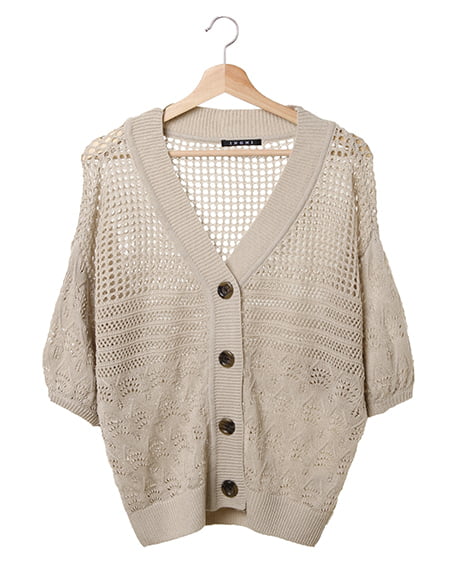 透かしショートカーディガン／7分袖