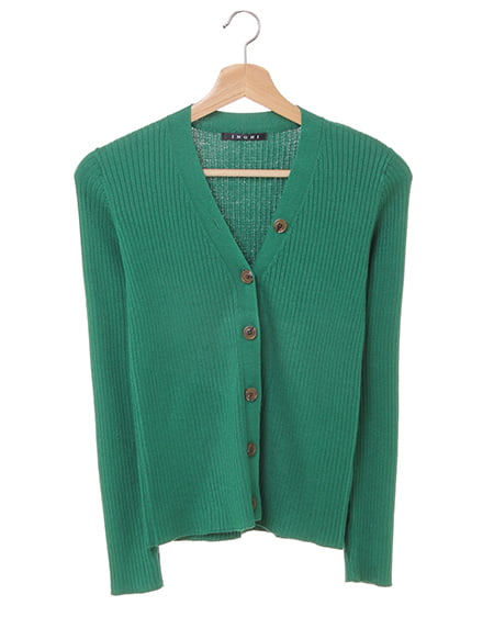 INGNI(イング) リブVネックカーディガン ｸﾞﾘｰﾝ