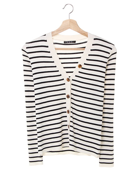 INGNI(イング) リブVネックカーディガン ﾎﾞｰﾀﾞｰ