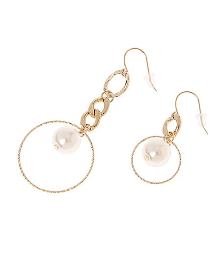 INGNI(イング) チェーンパールリングアシメピアス ｺﾞｰﾙﾄﾞ