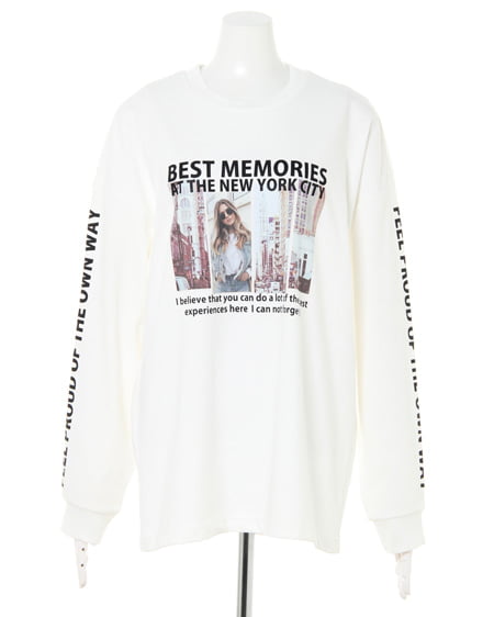 INGNI（イング） 転写袖ロゴロングTシャツ ｵﾌﾎﾜｲﾄ