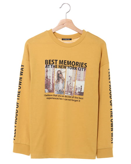 INGNI(イング) 転写袖ロゴロングTシャツ ﾏｽﾀｰﾄﾞ