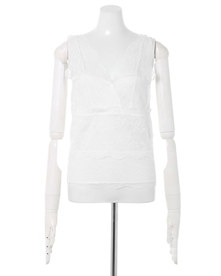 INGNI（イング） レースVネックノースリ／トップス ｵﾌﾎﾜｲﾄ