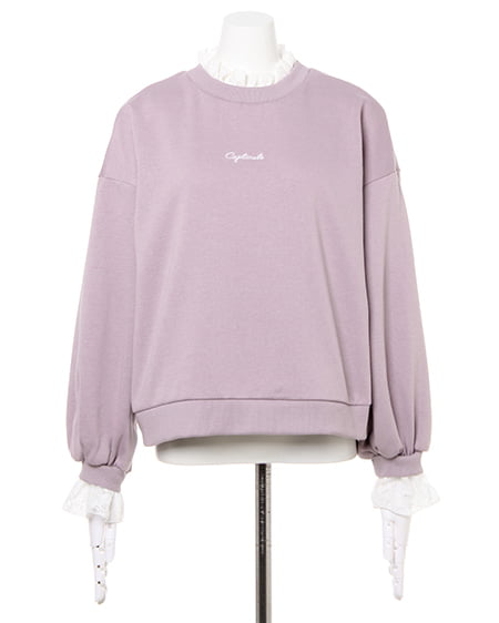 INGNI（イング） 起毛レース出しちびロゴスウェットトップス ﾗﾍﾞﾝﾀﾞｰ