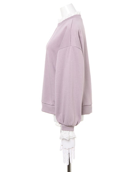 INGNI（イング） 起毛レース出しちびロゴスウェットトップス ﾗﾍﾞﾝﾀﾞｰ