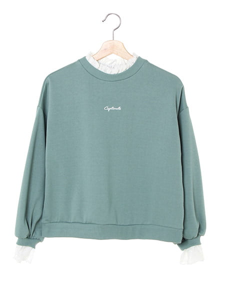 INGNI(イング) 起毛レース出しちびロゴスウェットトップス ﾗｲﾄｸﾞﾘｰﾝ