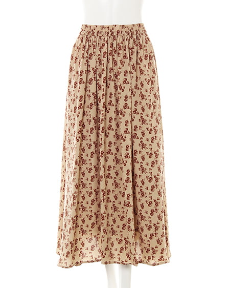 INGNI(イング) 花柄ギャザー／スカート ﾍﾞｰｼﾞｭ