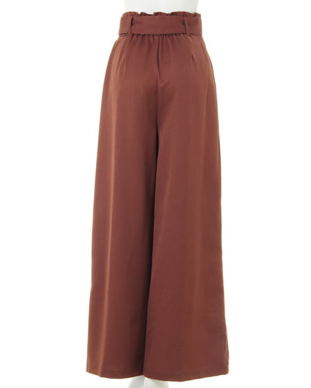 INGNI（イング） 共ベルト付ハイウエストワイド／パンツ ﾌﾞﾗｳﾝ