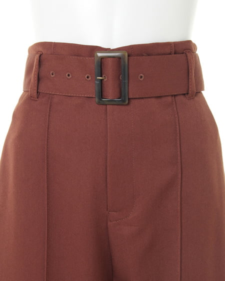 INGNI（イング） 共ベルト付ハイウエストワイド／パンツ ﾌﾞﾗｳﾝ