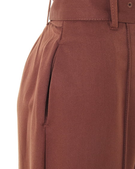 INGNI（イング） 共ベルト付ハイウエストワイド／パンツ ﾌﾞﾗｳﾝ