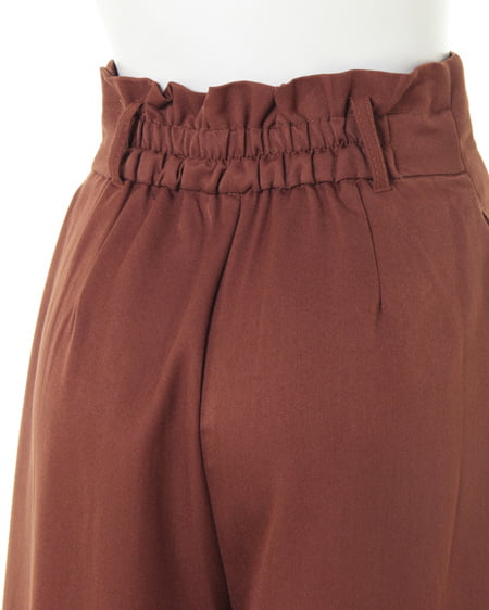 INGNI（イング） 共ベルト付ハイウエストワイド／パンツ ﾌﾞﾗｳﾝ