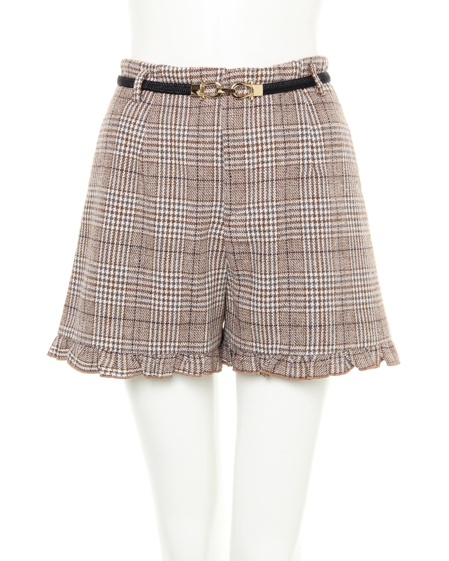 ベルト付チェック柄フリルキュロット／パンツ｜INGNI(イング) 公式通販