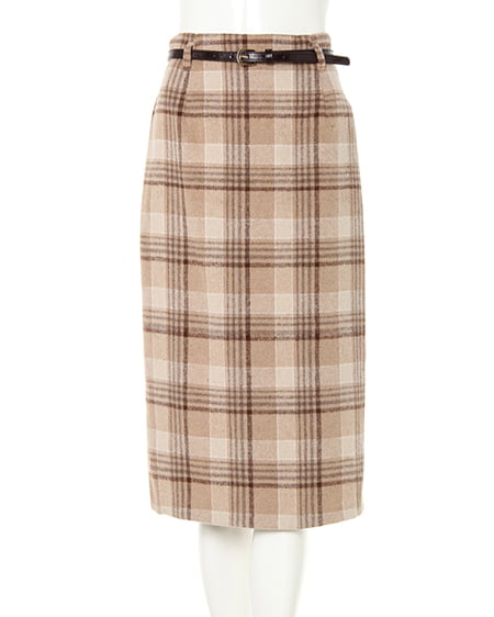 ベルト付チェック柄ナロー／スカート