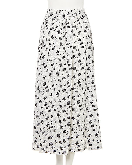 INGNI（イング） ドットフラワー柄ギャザースカート ｵﾌﾎﾜｲﾄ