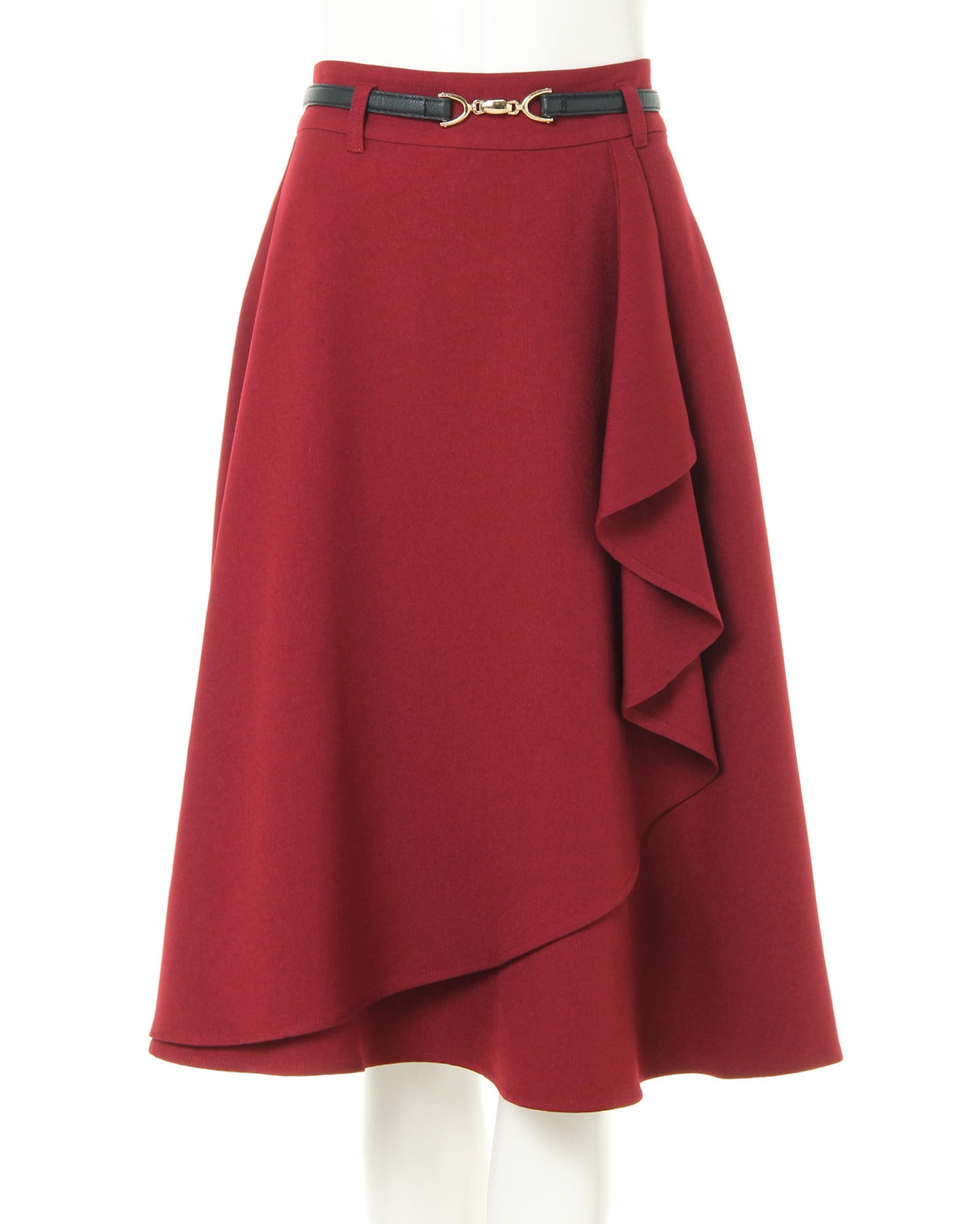 ベルト付ウールライクラッフルミディ／スカート｜INGNI(イング