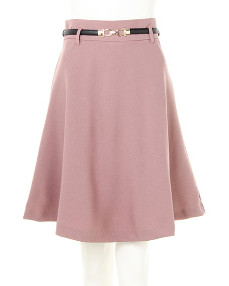 INGNI（イング） ベルト付ウールライクフレア／スカート ｽﾓｰｸﾋﾟﾝｸ