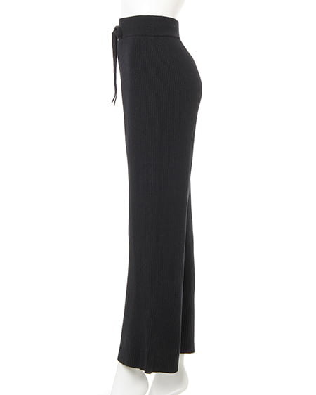 INGNI（イング） ニットリブワイドパンツ ｸﾛ