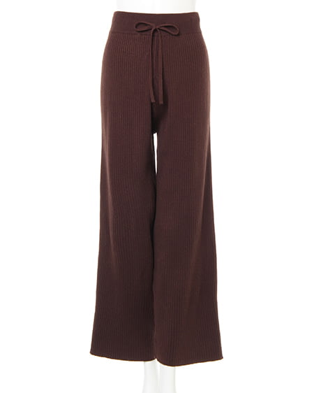 INGNI(イング) ニットリブワイドパンツ ブラウン