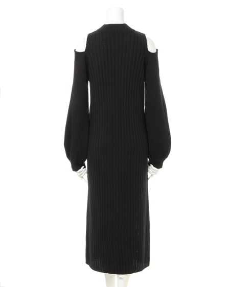 INGNI（イング） 肩あきリブニットワンピース ｸﾛ