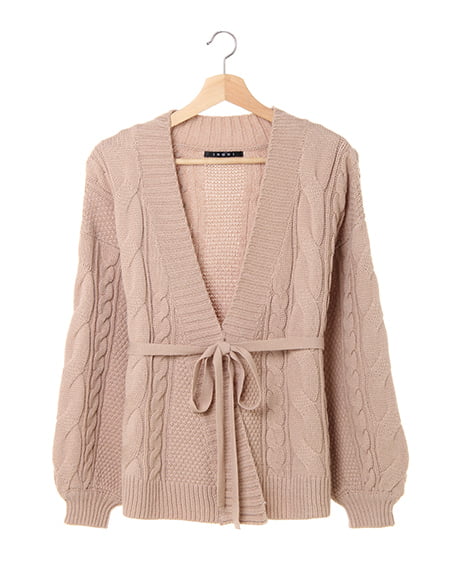 ケーブルカシュクールカーディガン
