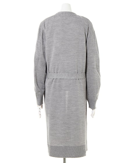 INGNI(イング) サッシュ付ロングカーディガン グレー