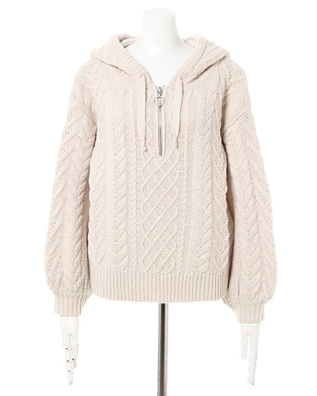 INGNI（イング） ケーブルニットフーディー ｱｲﾎﾞﾘｰ