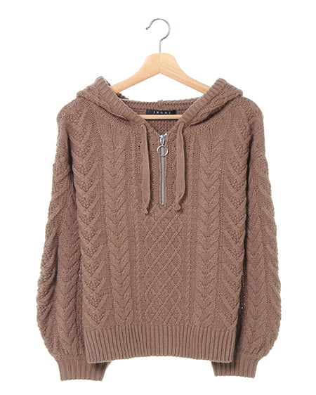 INGNI(イング) ケーブルニットフーディー ﾓｶ