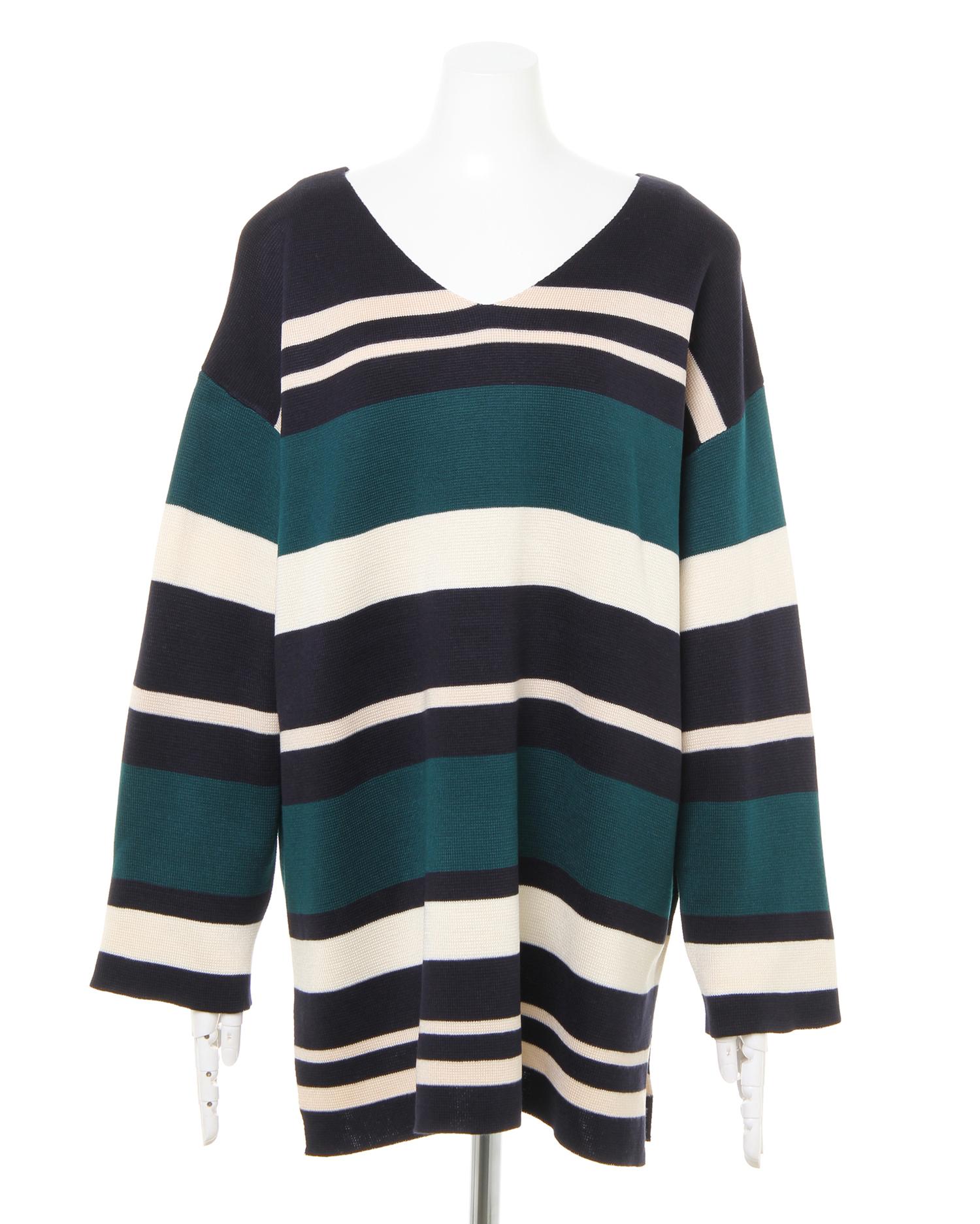 マルチボーダーVネックチュニックニット｜INGNI(イング) 公式通販