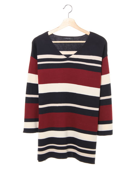 専用！新品UngridVネックマルチボーダーニット♡ Ungrid Vネックマルチボーダーニット ブルー -ファッション通販