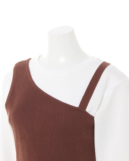 INGNI（イング） ワンショルニット＋Tシャツセット ﾌﾞﾗｳﾝ