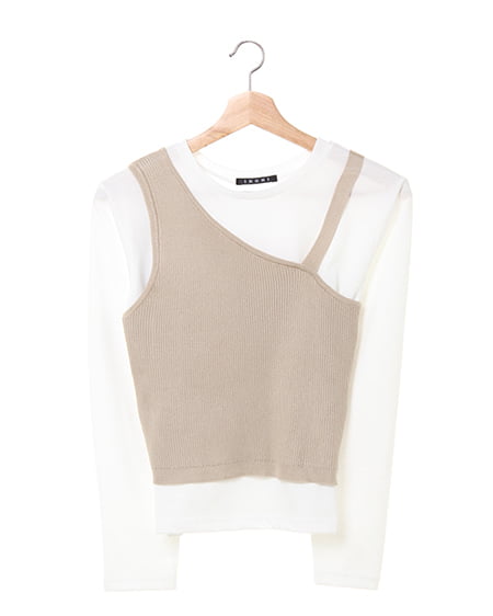 INGNI(イング) ワンショルニット＋Tシャツセット ﾍﾞｰｼﾞｭ