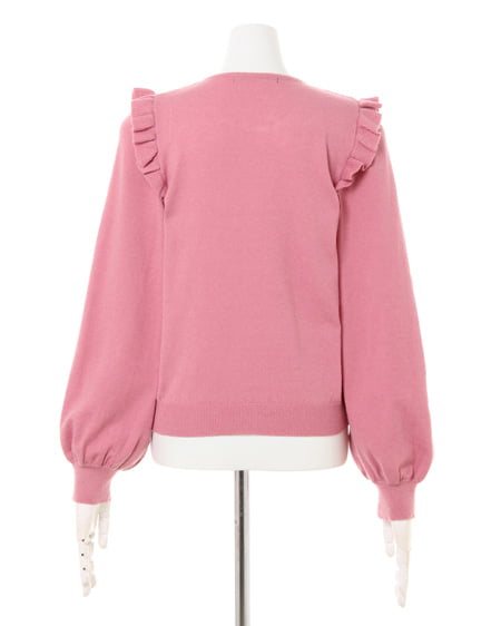 INGNI（イング） 肩フリルケーブル／ニット ｽﾓｰｸﾋﾟﾝｸ