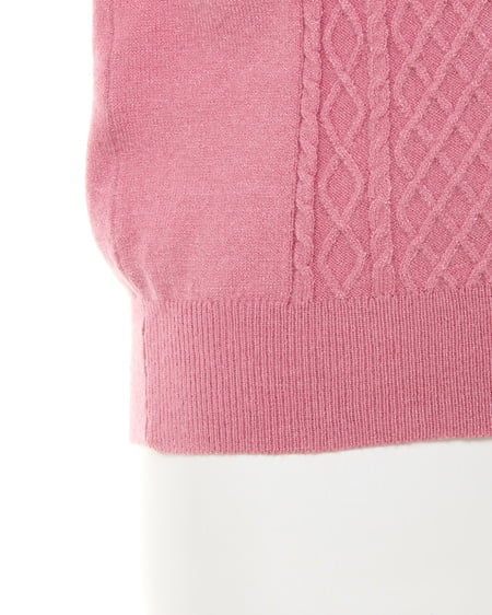 INGNI（イング） 肩フリルケーブル／ニット ｽﾓｰｸﾋﾟﾝｸ