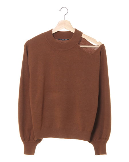 INGNI(イング) アシメボリューム長袖ニット ﾗｲﾄﾌﾞﾗｳﾝ