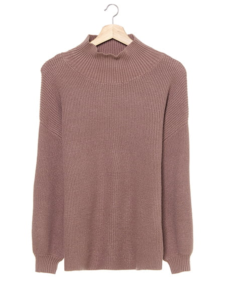 タートルネック畦ボリューム／スリーブニット