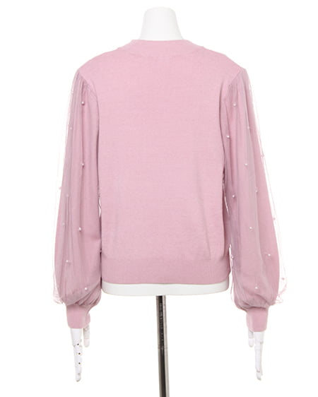 INGNI（イング） 袖チュールパールニット ｽﾓｰｸﾋﾟﾝｸ