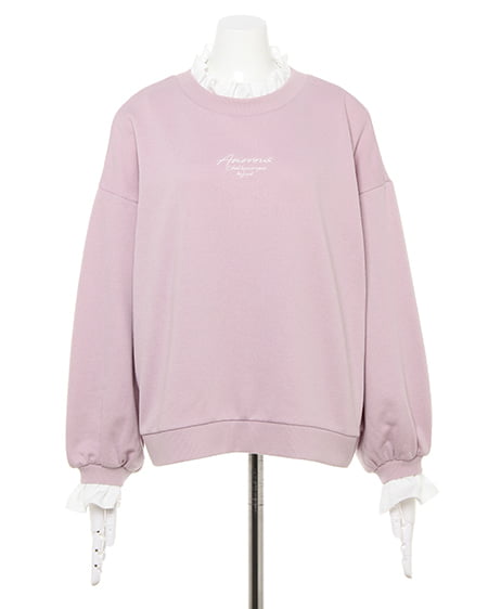 INGNI(イング) スウェット/襟レース出しロゴトップス スモークピンク