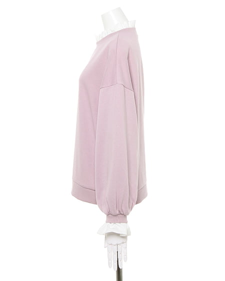 INGNI(イング) スウェット/襟レース出しロゴトップス スモークピンク