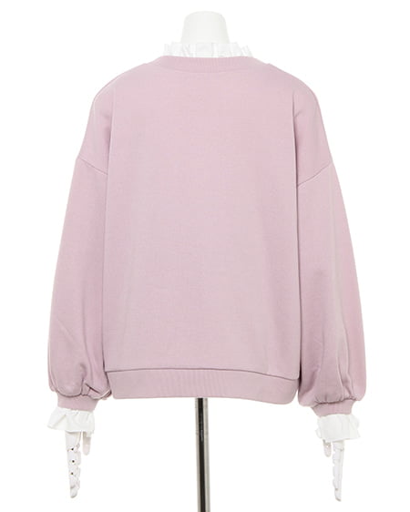 INGNI(イング) スウェット/襟レース出しロゴトップス スモークピンク