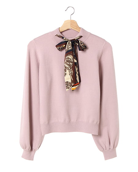 スカーフ付ニット